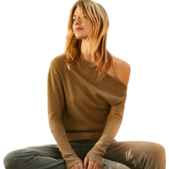 Free People Fuji Off Shoulder Thermal Top in Earth Seed - Picture 6 of 6